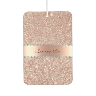 Roze Gouden Diamant Glitter Bling Monogram   Luchtverfrisser