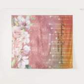 Roze gouden diamant glitters bloem Quinceañera Wandkleed (Voorkant (horizontaal))