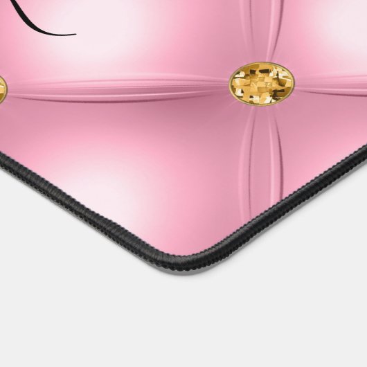 Roze Gouden Diamant Tufted Aangepaste Naam Bureaumat (Hoek)
