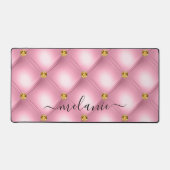 Roze Gouden Diamant Tufted Aangepaste Naam Bureaumat (Voorkant)