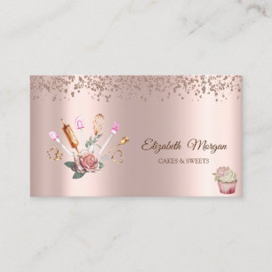 Roze Gouden Diamanten,Bloem,Cupcake Bakkerij Geree Visitekaartje