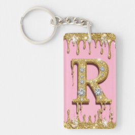 Roze Gouden Diamanten Initiaal R Letter Cadeau Sleutelhanger