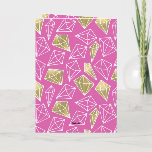 Roze Gouden Diamanten Kerstmis Kaart (Achterkant)