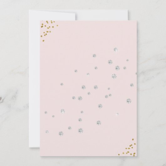 Roze & Gouden Diamanten Trouwjurk Vrijgezellenfees Kaart (Achterkant)