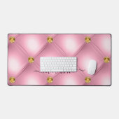 Roze Gouden Diamond Tufted Jouw naam Desk Mat (Keyboard & Muis)