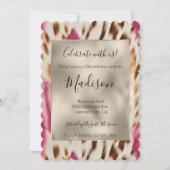 Roze Gouden Dierenprint Glitz Stijlvolle Glitter Kaart (Voorkant)