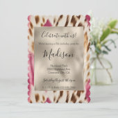Roze Gouden Dierenprint Glitz Stijlvolle Glitter Kaart (Staand voorkant)