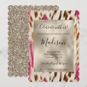 Roze Gouden Dierenprint Glitz Stijlvolle Glitter Kaart