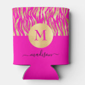 Roze Gouden Dierenprint Monogram Naam Glamourueus  Blikjeskoeler (Achterkant)