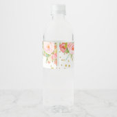 Roze Gouden Dino Meisje Waterfles Label Waterfles Etiket (Achterkant)