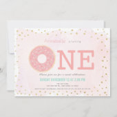 Roze & Gouden Donut Meisje 1e verjaardag Kaart (Voorkant)