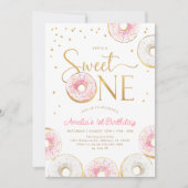 Roze Gouden Donuts Sweet Een 1e Verjaardag Kaart (Voorkant)