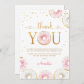 Roze gouden donuts Twee zoete verjaardag Bedankkaart (Voorkant / Achterkant)