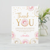 Roze Gouden Donuts Verjaardag Bedankt Kaart (Staand voorkant)