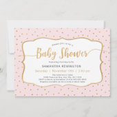 Roze Gouden Dot Meisje Baby shower Kaart (Voorkant)