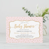 Roze Gouden Dot Meisje Baby shower Kaart (Staand voorkant)