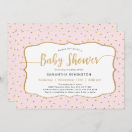 Roze Gouden Dot Meisje Baby shower Kaart
