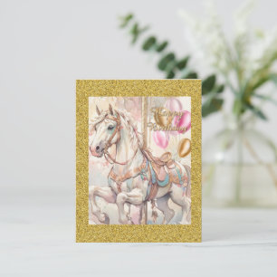 Roze & Gouden Draaimolen Feest Download Uitnodigin Kaart