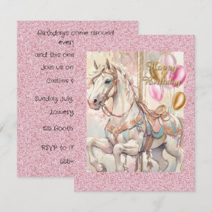 Roze & Gouden Draaimolen Feest Download Uitnodigin Kaart