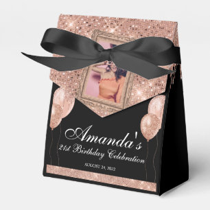 Roze Gouden Drip Glamour Foto Bedankdoosjes
