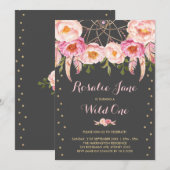 Roze Gouden Droomvanger Wilde Eén 1e Verjaardag Kaart (Voorkant / Achterkant)