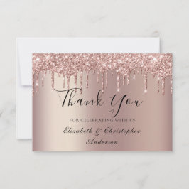 Roze Gouden Druipende Glitter Trouw Dankkaart Bedankkaart
