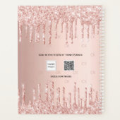 Roze gouden druppel monogram schrift planner (Achterkant)