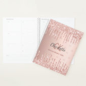 Roze gouden druppel monogram schrift planner (Display)