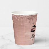 Roze Gouden Druppelende Glitter Glam Ogen Papieren Bekers (Rechts)