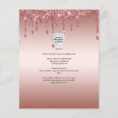 Roze Gouden Druppelende Glitter Moderne Trouw Uitn (Achterkant)