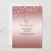 Roze Gouden Druppelende Glitter Moderne Trouw Uitn Kaart (Achterkant)