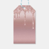 Roze Gouden Druppelende Glitters 21e Verjaardag Cadeaulabel (Achterkant)