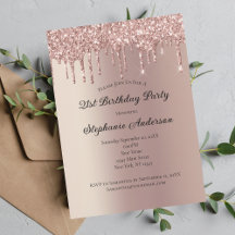 Roze Gouden Druppelende Glitters Trendy 21e Verjaa
