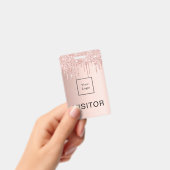 Roze gouden druppels blush bedrijfslogo bezoeker badge (Handheld)