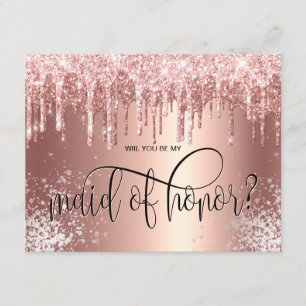 Roze gouden druppels wil je mijn getuige zijn? kaart