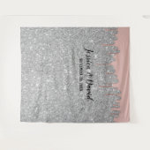 Roze Gouden Druppels Zilver Glitter Bruiloft Achte Wandkleed (Voorkant (horizontaal))