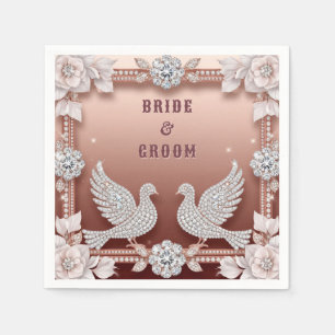 Roze Gouden Duivenpaar Met Diamant Servet
