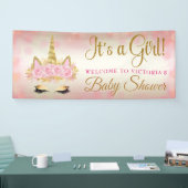 Roze Gouden Eenhoorn Baby shower Banner (Beurs)