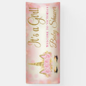 Roze Gouden Eenhoorn Baby shower Banner (Verticaal)