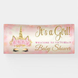 Roze Gouden Eenhoorn Baby shower Banner