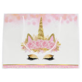 Roze Gouden Eenhoorn Baby shower Groot Cadeauzakje (Voorkant)