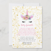 Roze Gouden Eenhoorn Baby Sprinkle Kaart (Voorkant)