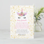 Roze Gouden Eenhoorn Baby Sprinkle Kaart (Staand voorkant)