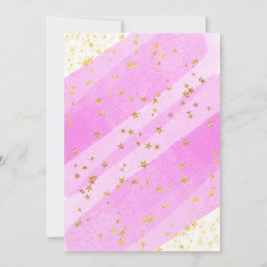 Roze Gouden Eenhoorn Baby Sprinkle Kaart (Achterkant)