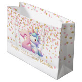 Roze Gouden Eenhoorn Glitter 2e Meisjes Verjaardag Groot Cadeauzakje (Voorkant Gekanteld)