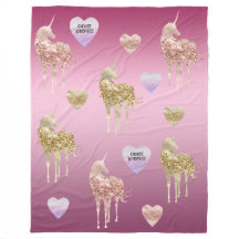 Roze Gouden Eenhoorn Harten Ombre