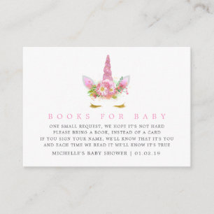 Roze & Gouden Eenhoorn Meisje Baby Shower Boek Ver Informatiekaartje