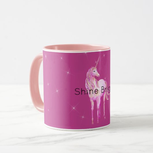 Roze Gouden Eenhoorn Sparkle Mok (Voorkant links)