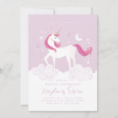 Roze Gouden Eenhoorn Verjaardagsfeest Uitnodigen M Kaart (Voorkant)