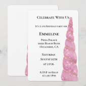 Roze gouden eenhoorn witte verjaardag kaart (Voorkant / Achterkant)